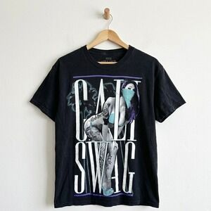 Mob Inc Cali Swag Graphic T-Shirt Mens Large Black Tattoo Pinup Bandana Tee